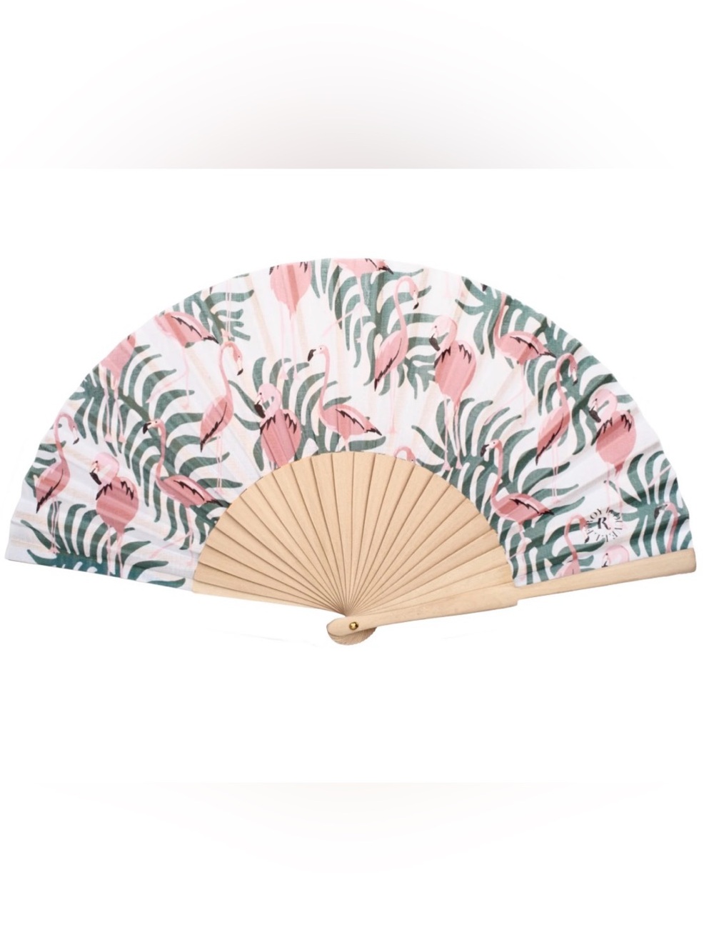 DUVELLEROY Paris 1827 - Wood Brut Flamingo hand fan - Handmade In France - NEW